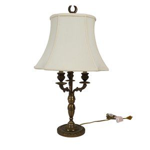 Vintage French Empire Brass Bouillotte Table Lamp, 2-Light Table Lamp Candelabra